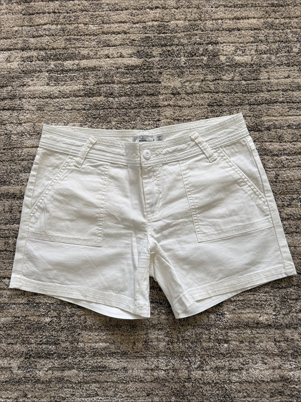 Prana Women's White Casual Pocket Bermuda Shorts